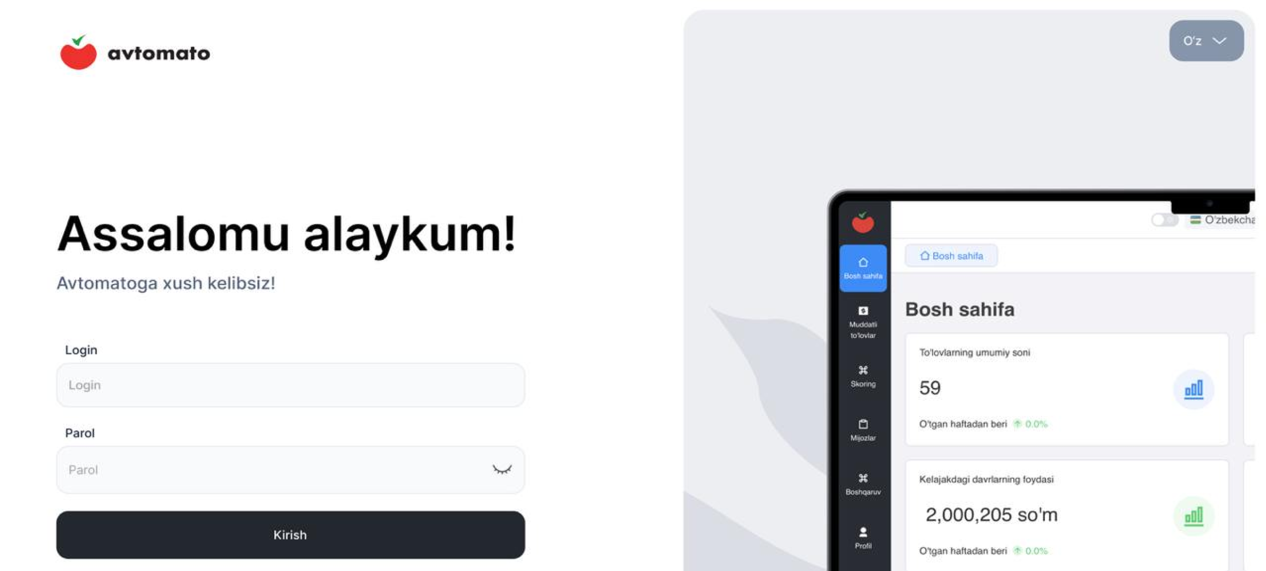 Welcome Dashboard Page